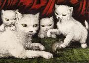 Currier and Ives Three little white kitties china oil painting reproduction